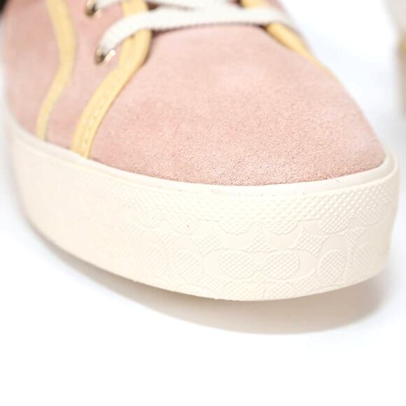 Coach Womens Suede Fold Over Sherpa High Tops-Womens 8.5-Vanilla / Pale Pink-NIB - Picture 3 of 12